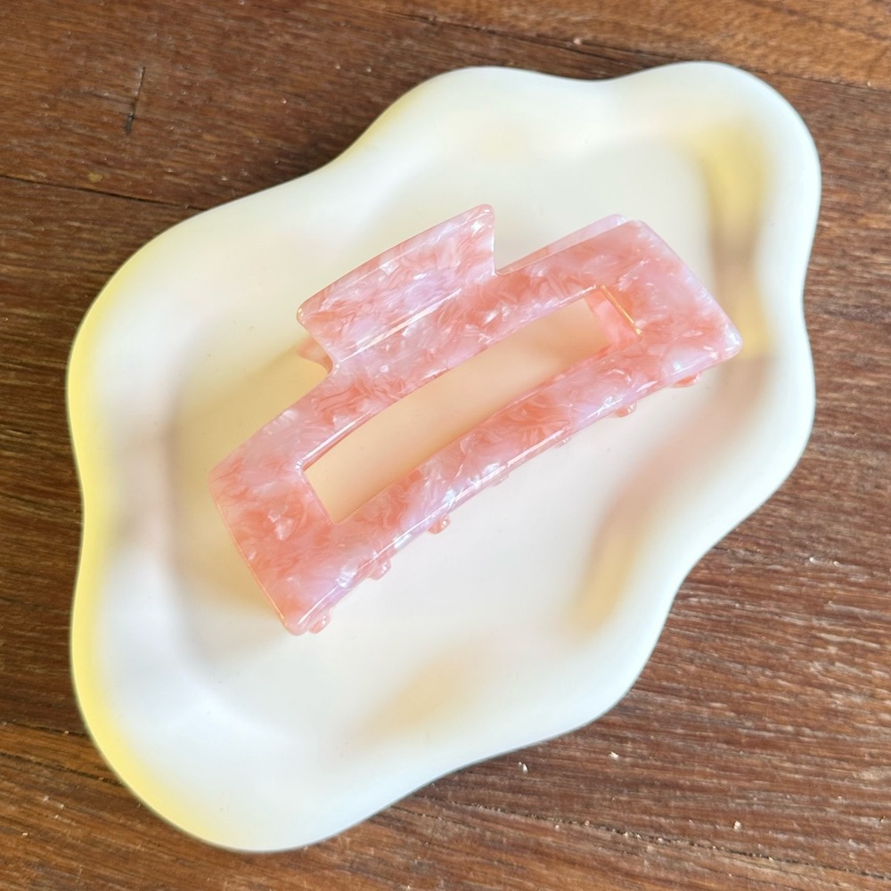 Pink Acetate Hair Claw Clip Rectangle Hair Clip Minimalist Korean Style 4” Gift
